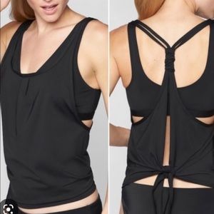 NWT Athleta Black Back Tie  Blousy Tankini Swim Top size Medium